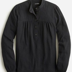 J. Crew popover shirt in double gauze.  Black, size 2X.